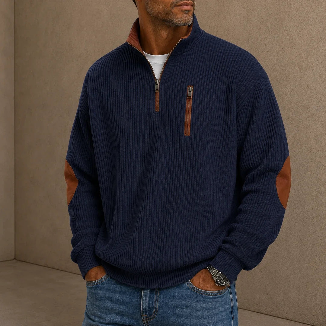 Men's Quarter-Zip Ribbed Pullover