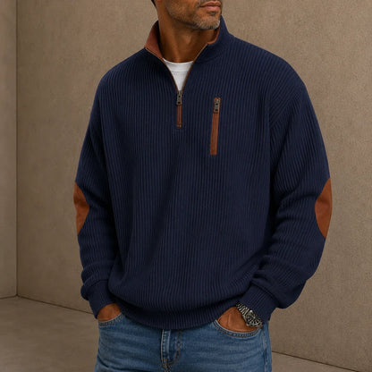 Men's Quarter-Zip Ribbed Pullover
