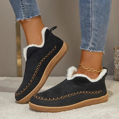 Women's Fleece-Lined Round Toe Ankle Boots
