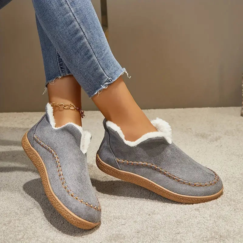 Women's Fleece-Lined Round Toe Ankle Boots