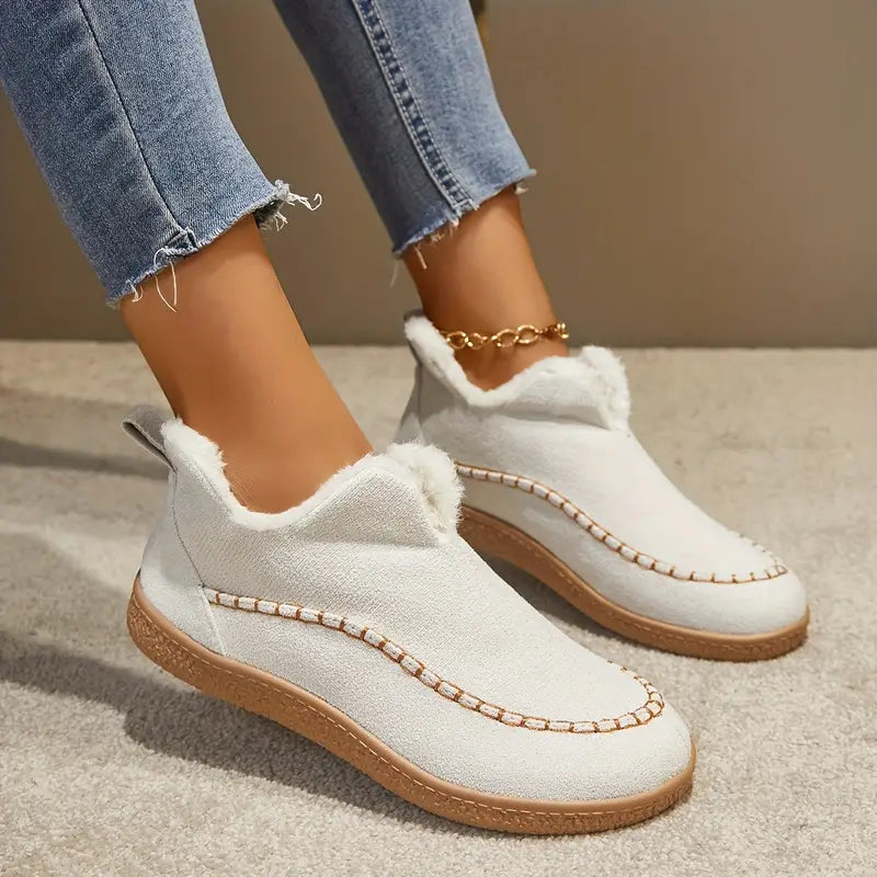 Women's Fleece-Lined Round Toe Ankle Boots