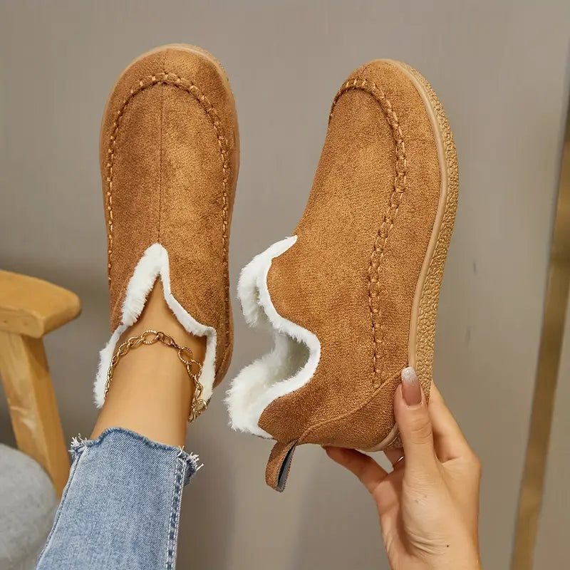Women's Fleece-Lined Round Toe Ankle Boots