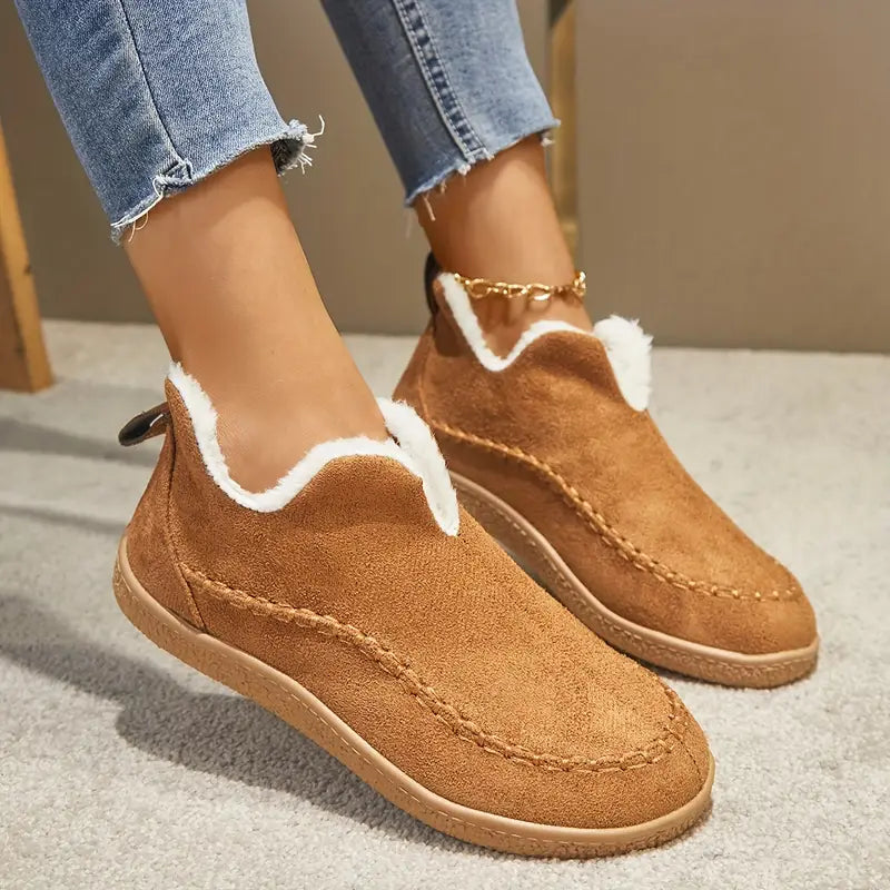 Women's Fleece-Lined Round Toe Ankle Boots
