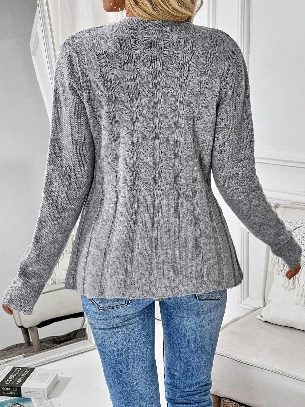Women's Ribbed Cable-Knit Cardigan