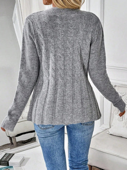 Women's Ribbed Cable-Knit Cardigan