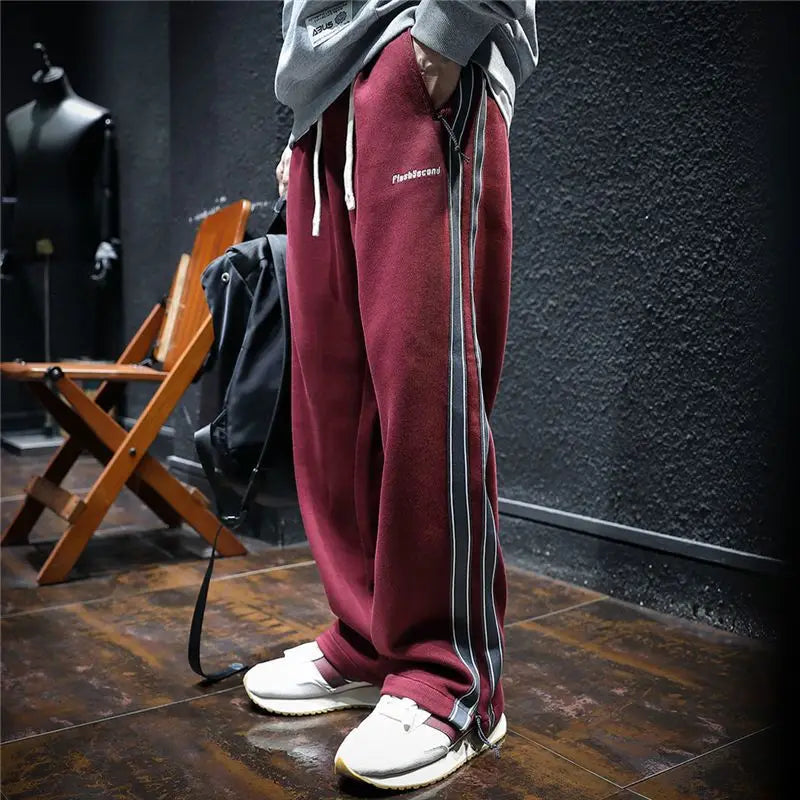 Men's Cotton-Blend Wide-Leg Stripe Pants