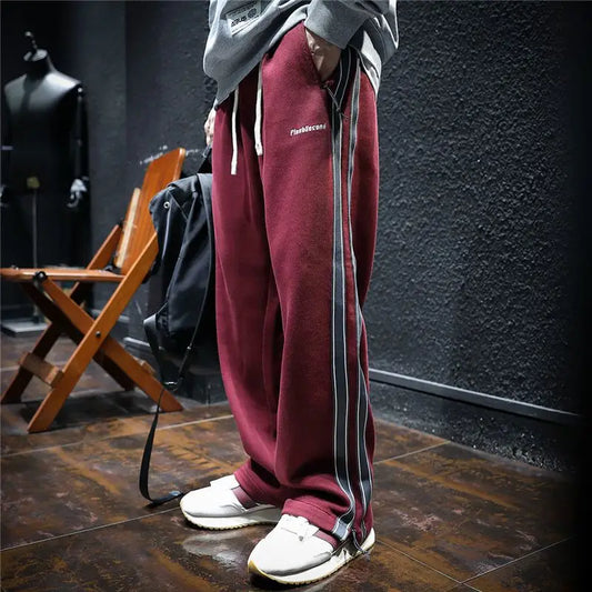 Men's Cotton-Blend Wide-Leg Stripe Pants