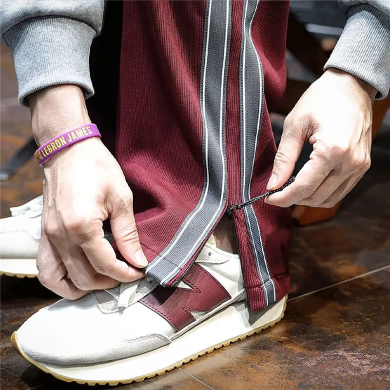 Men's Cotton-Blend Wide-Leg Stripe Pants