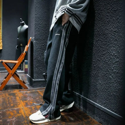 Men's Cotton-Blend Wide-Leg Stripe Pants