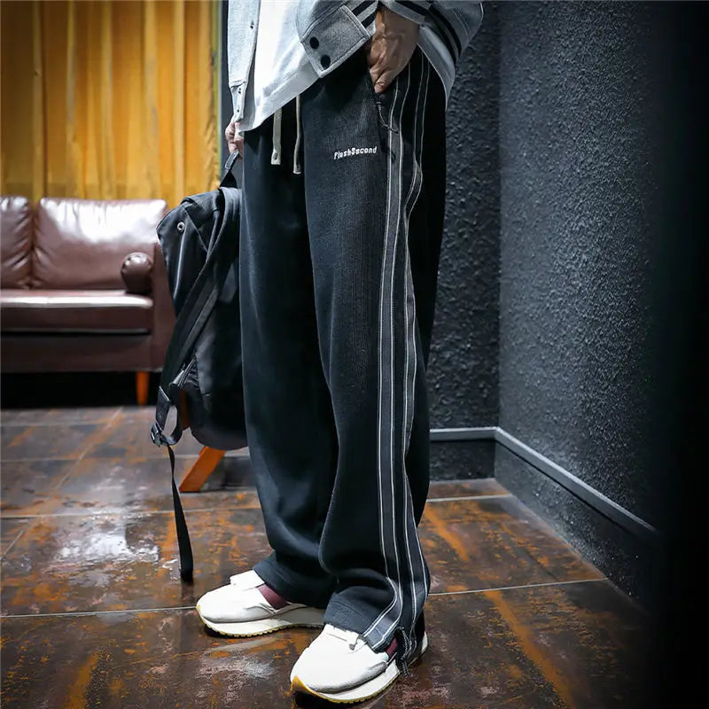 Men's Cotton-Blend Wide-Leg Stripe Pants