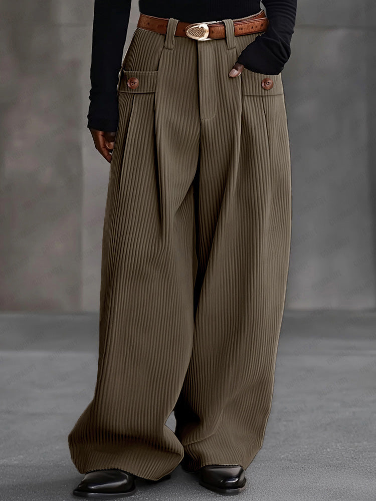 Unisex Corduroy Wide-Leg Pants