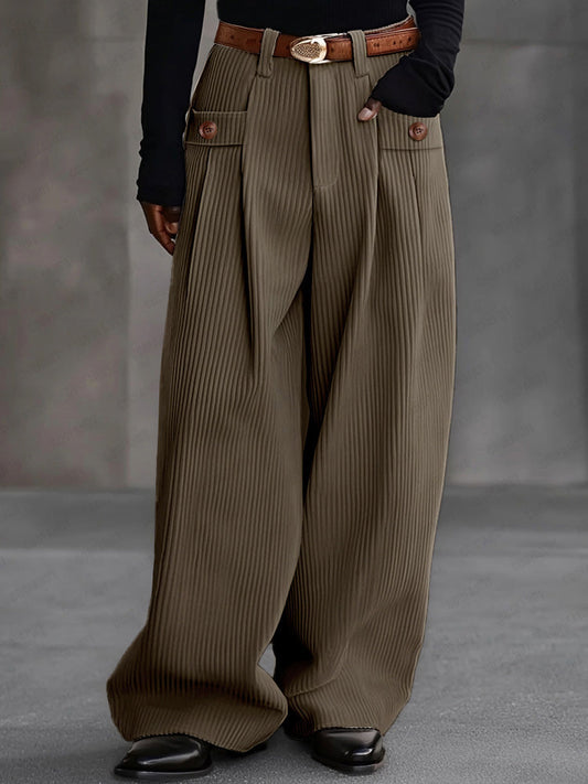 Unisex Corduroy Wide-Leg Pants