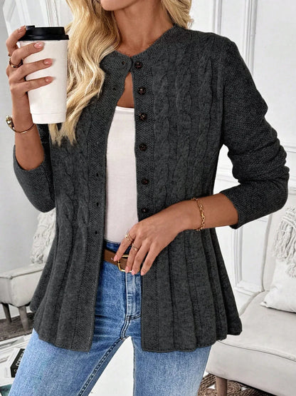 Women's Ribbed Cable-Knit Cardigan