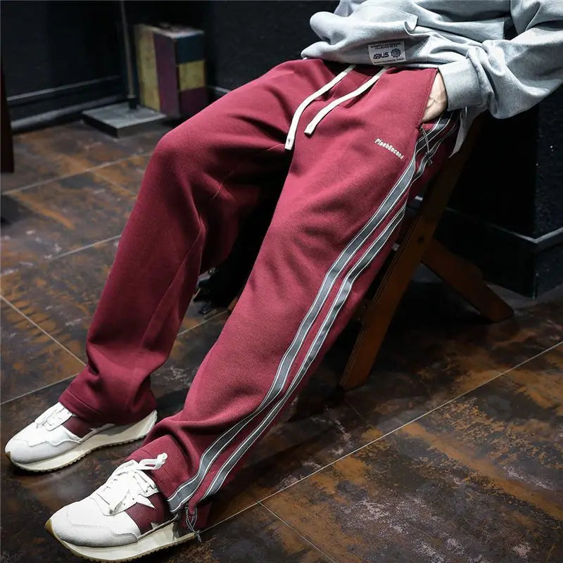 Men's Cotton-Blend Wide-Leg Stripe Pants