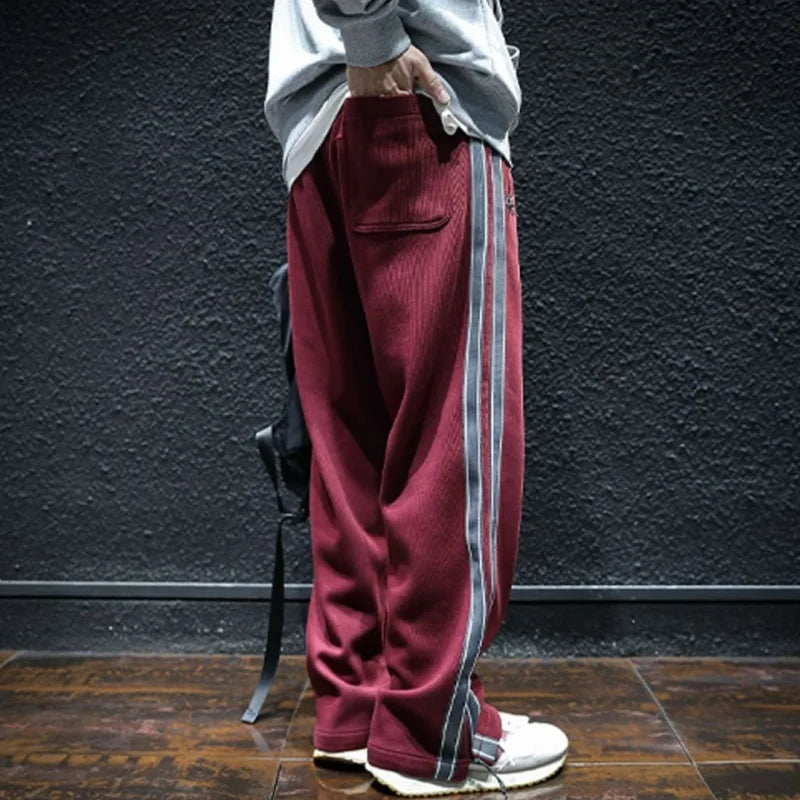 Men's Cotton-Blend Wide-Leg Stripe Pants