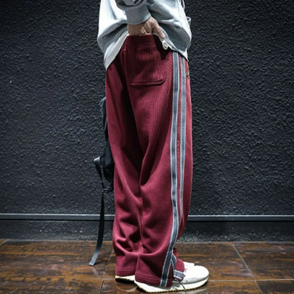Men's Cotton-Blend Wide-Leg Stripe Pants
