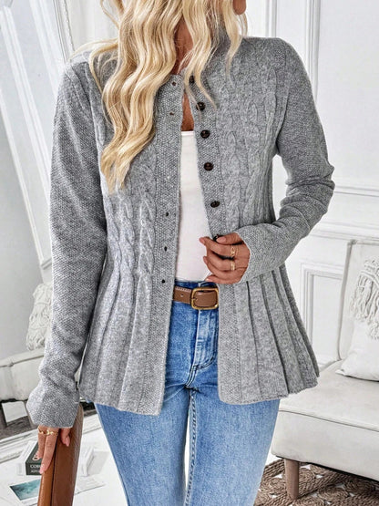 Women's Ribbed Cable-Knit Cardigan