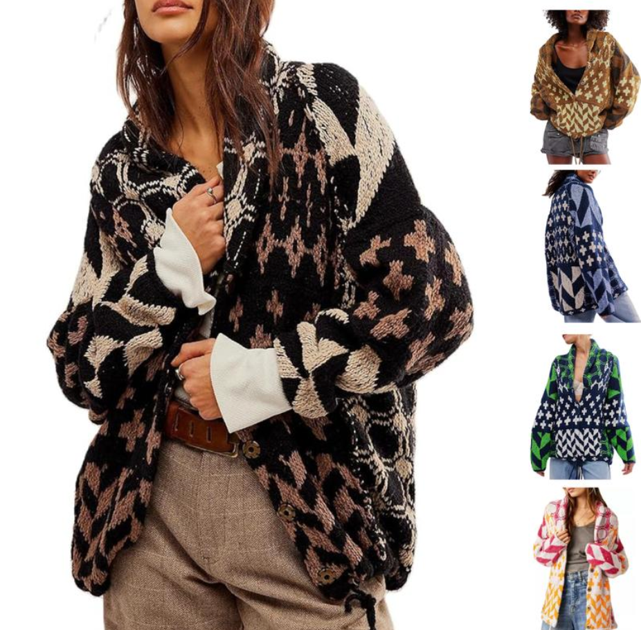 Women's Geometric Knit Cardigan
