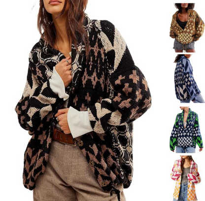 Women's Geometric Knit Cardigan