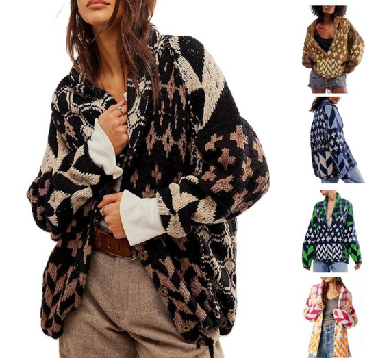Women's Geometric Knit Cardigan