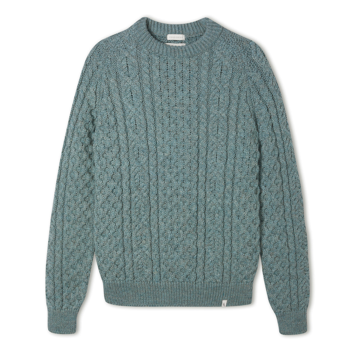 Unisex British Wool Cable Knit Crew Neck Jumper, view 3