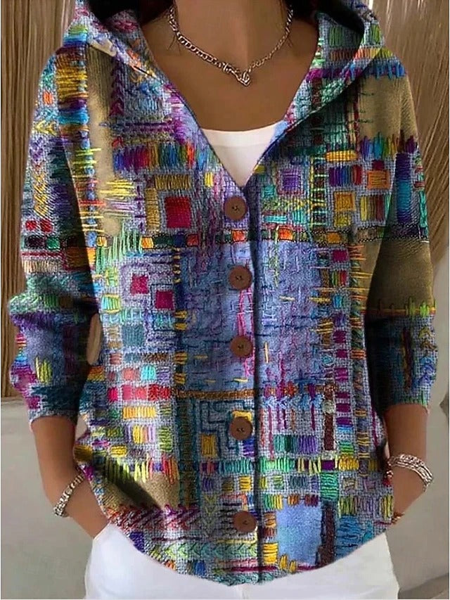 Women's Hooded Button-Front Lightweight Knit Cardigan – Purple