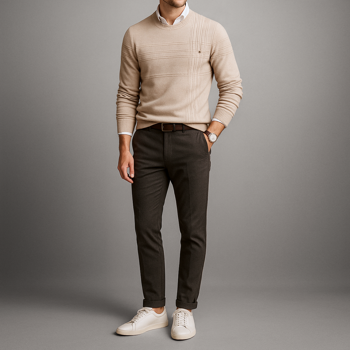 Men's Cotton Grid-Knit Sweater
