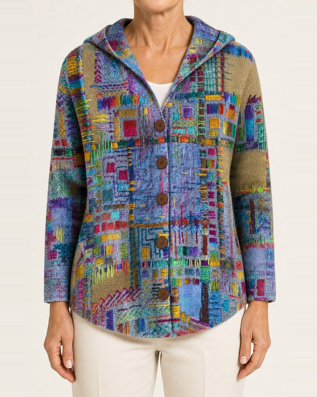 Women's Hooded Button-Front Lightweight Knit Cardigan