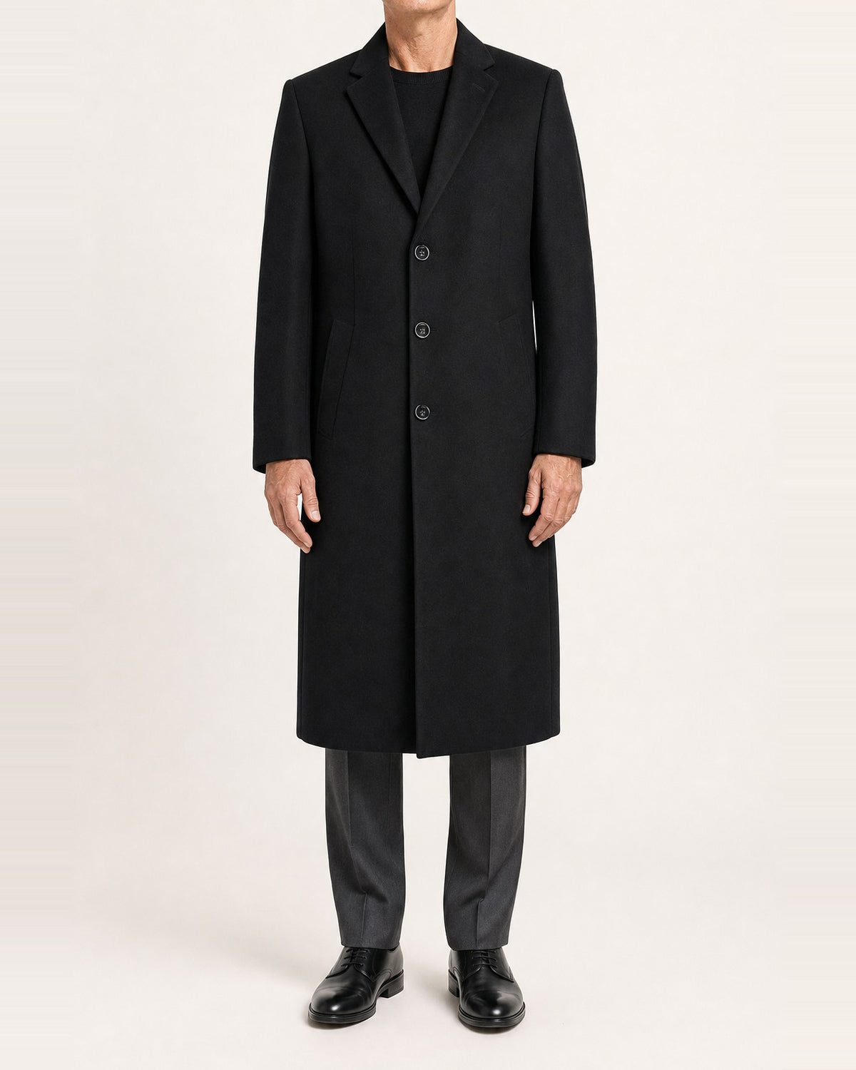 Men's Wool & Cashmere Full-Length Overcoat – Notch Lapel