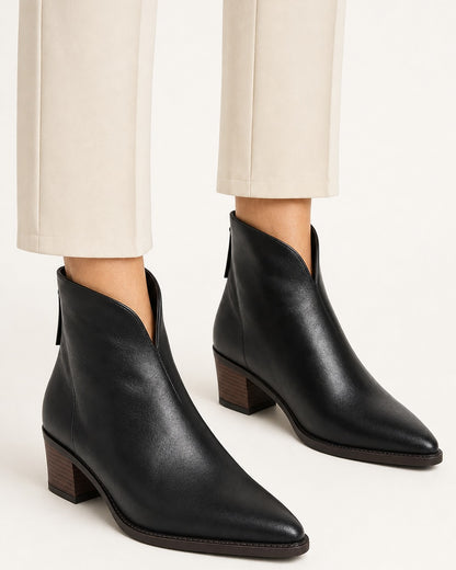 Women's Leather Side-Closure Ankle Boots – Cushioned Insole