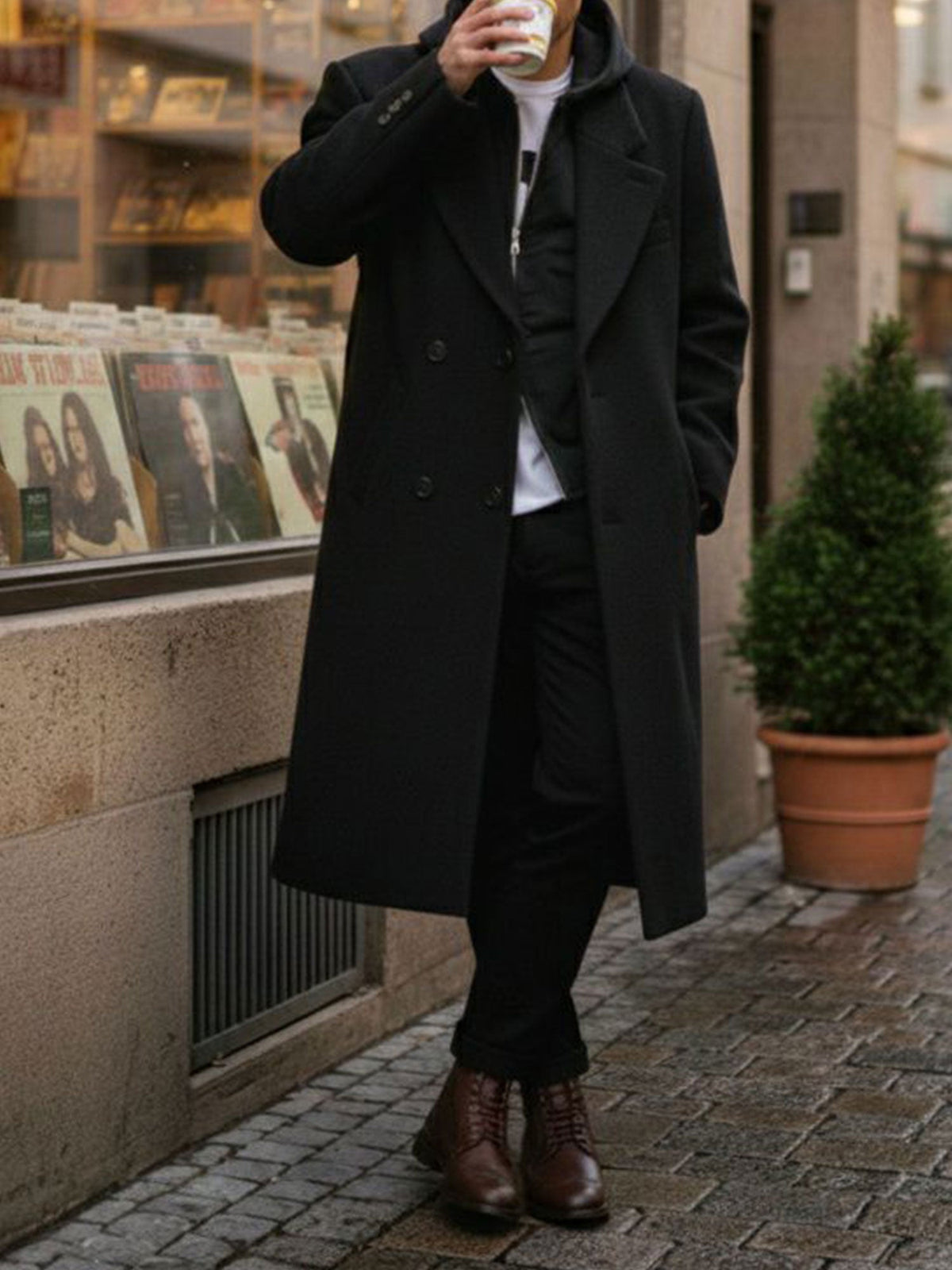 Men's Vegan Wool Structured Coat