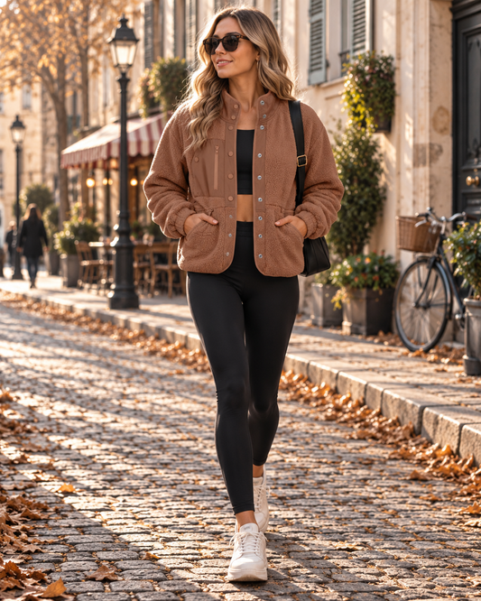 Women's Sherpa Stand Collar Short Jacket