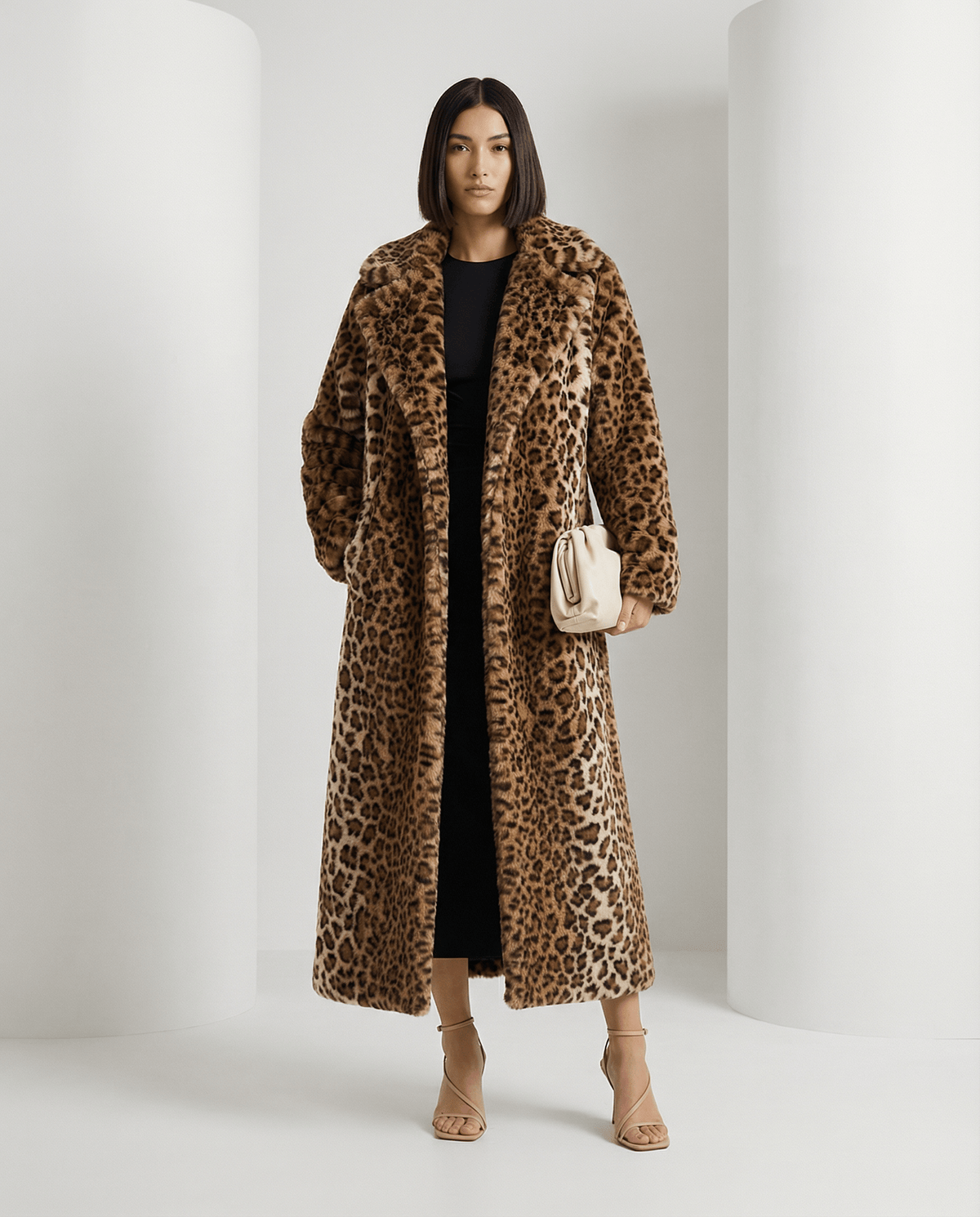 Women's Leopard Print Vegan Fur Coat