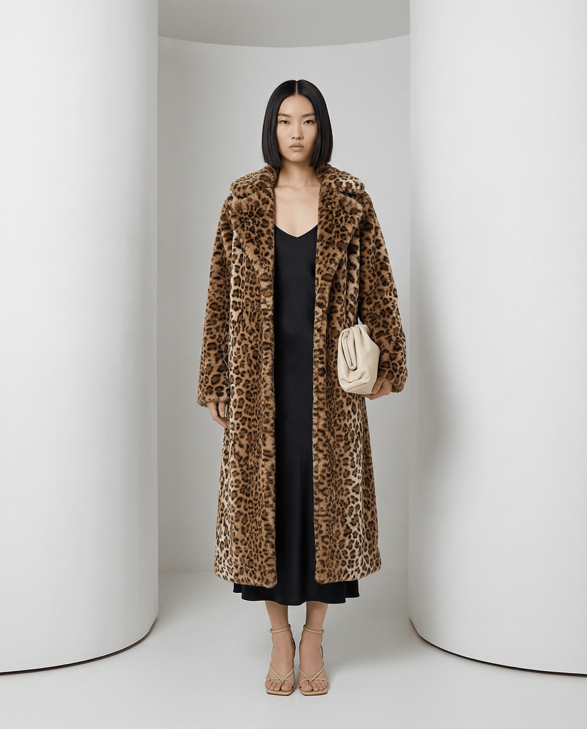 Women's Leopard Print Vegan Fur Coat