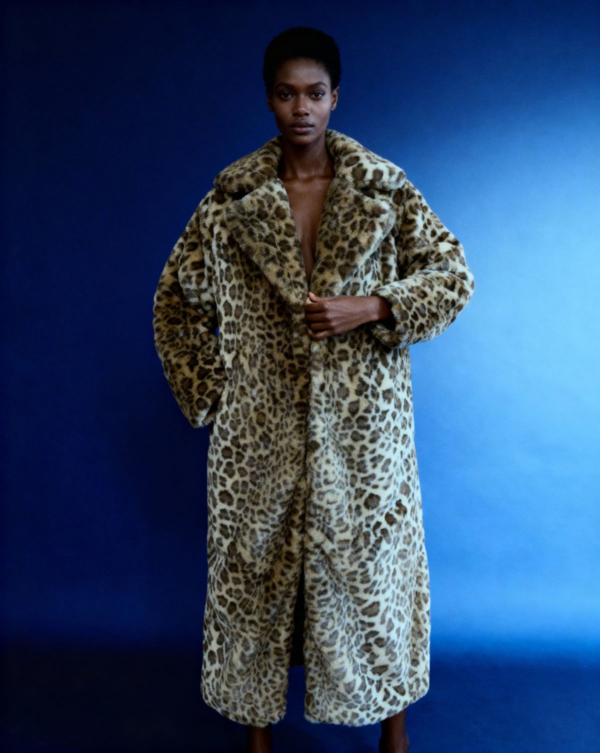 Women's Leopard Print Vegan Fur Coat