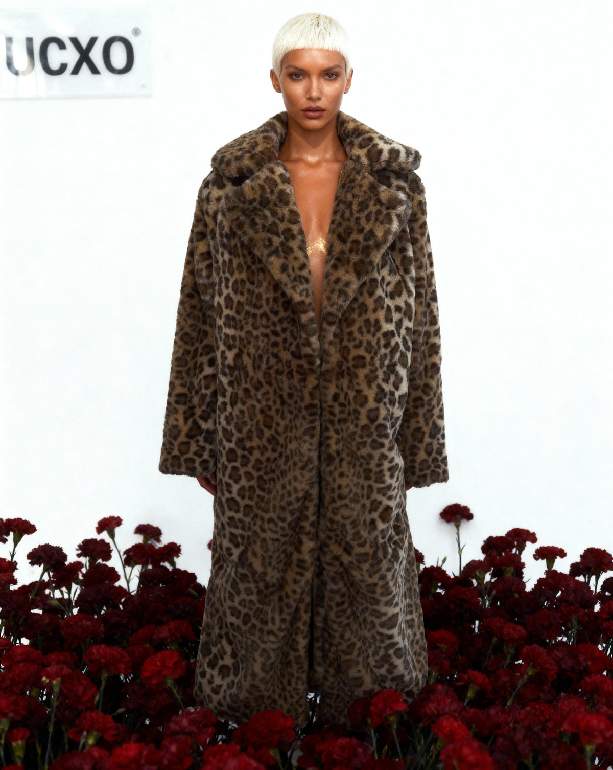 Women's Leopard Print Vegan Fur Coat