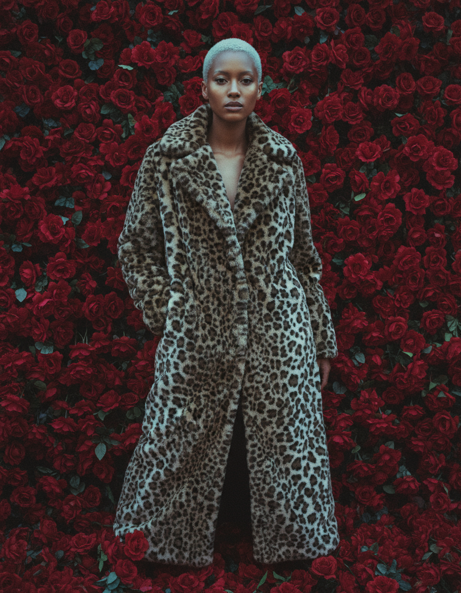 Women's Leopard Print Vegan Fur Coat