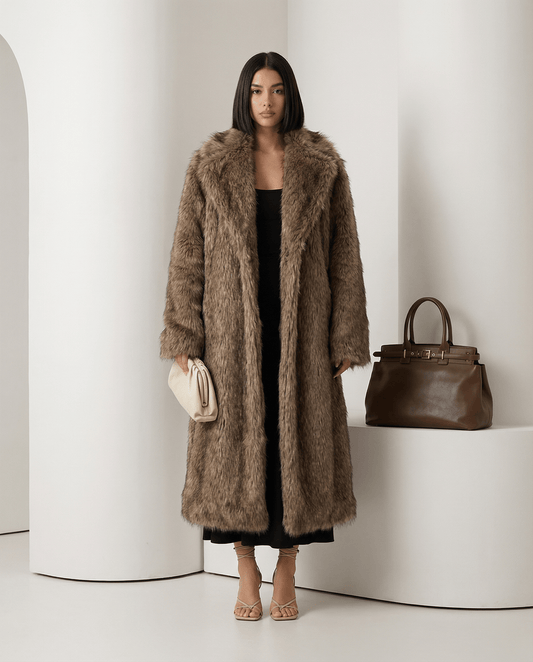 Women's Vegan Fur Longline Coat