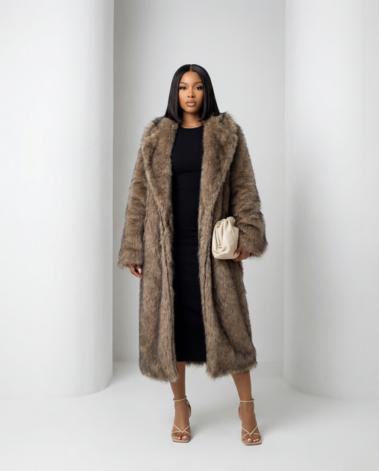 Women's Vegan Fur Longline Coat