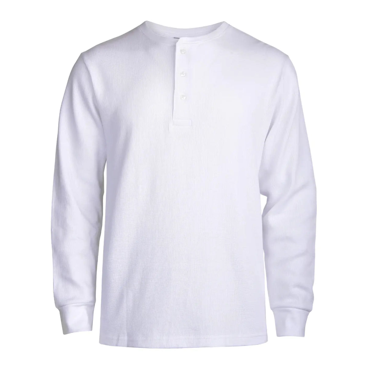 Men's Waffle-Knit Cotton Henley Thermal Shirt