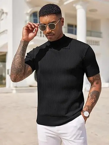 Men's Mock Turtleneck Short Sleeve Sweater