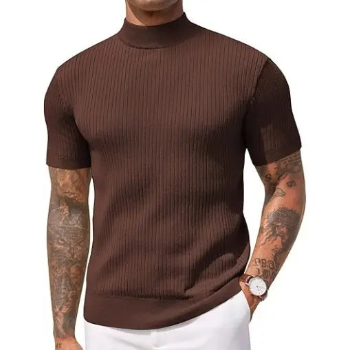 Men's Mock Turtleneck Short Sleeve Sweater