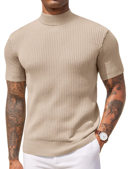 Men's Mock Turtleneck Short Sleeve Sweater
