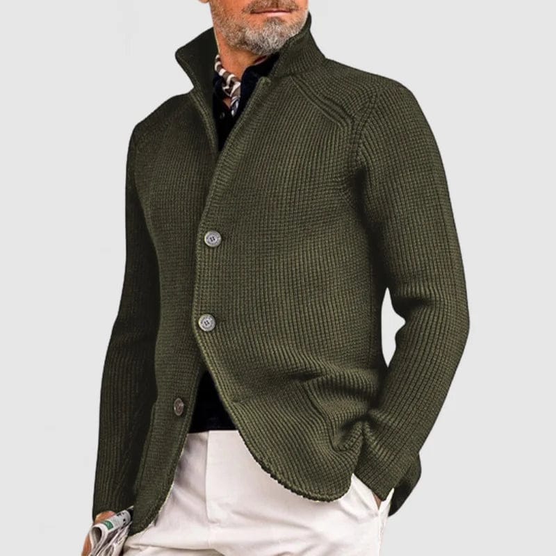 Men's Cotton-Wool Waffle Knit Cardigan