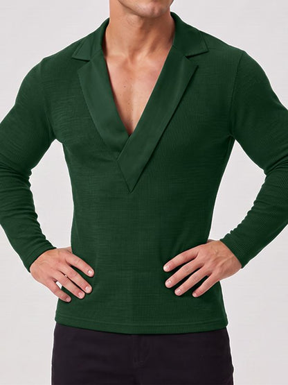 Men's Solid Knit Long Sleeve Sweater