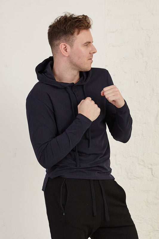 Men's Organic Cotton Henley Hoodie