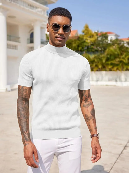 Men's Mock Turtleneck Short Sleeve Sweater
