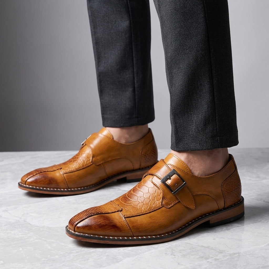 Men's Leather Monk Strap Dress Shoes