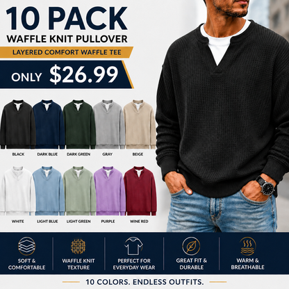 Men's Waffle Knit Thermal Pullover Sweater