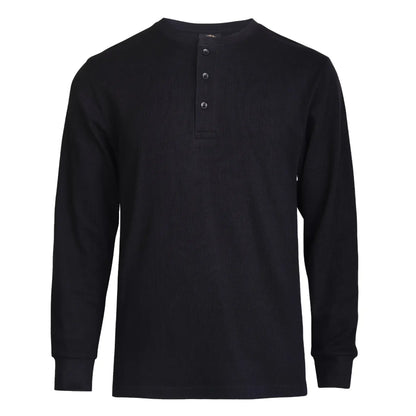 Men's Waffle-Knit Cotton Henley Thermal Shirt